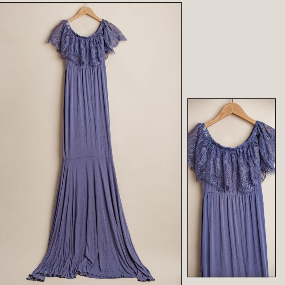 Lace Off-Shoulder Maternity Dress